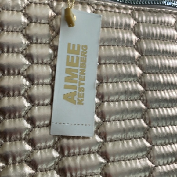 Aimee Kestenberg Rose Gold Mara quilted nylon satchel ziptop bag NEW - Picture 4 of 7